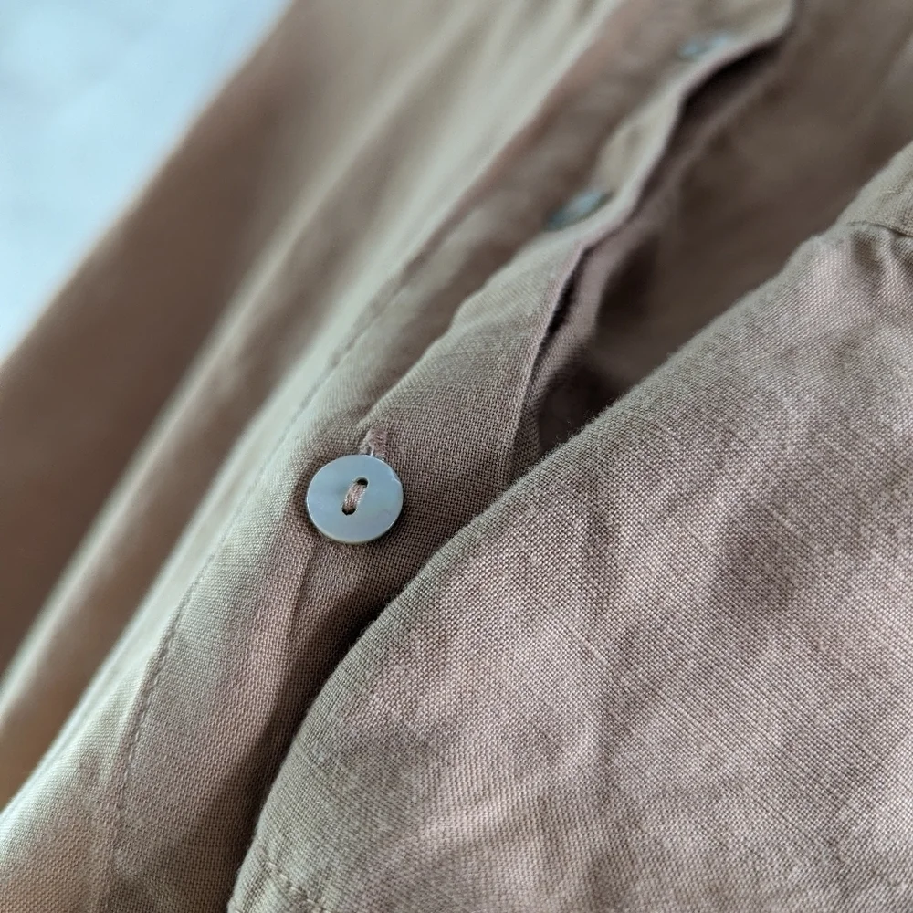 Free People Jumpsuit Womens XS Pink Linen Button Crop Belted Slouchy Pocket